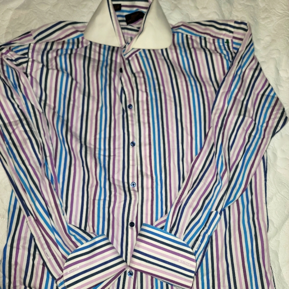 Mens Steven Land Dress Shirt Size 15 1/2